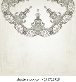 Artistic abstract vector background with floral arabesque