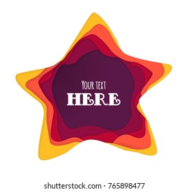 Artistic abstract vector background, imitation of papercut. A Star with colored layers and a place for your text