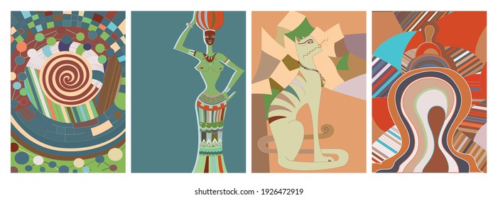 Vector artístico abstracto. Afiche con lujosas formas curvadas al estilo de la pared de graffiti. Elementos de diseño de arte cubista. Idea espiritual mística moderna y natural. Geometría futurista en línea de dibujo a mano.
