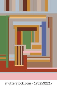 Artistic abstract vector. Poster with fancy curved shapes in graffiti wall style. Cubism art design elements. Modern mystic natural spiritual idea. Futuristic geometry in hand drawing line.