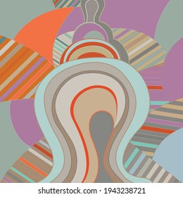 Künstlerische abstrakte Vektorgrafik. Poster mit gepflegten Formen im Graffiti-Stil. Cubism Kunst Design Elemente. Moderne mystische natürliche spirituelle Idee. Futuristische Geometrie in Handzeichnung.