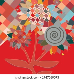 Artistic abstract vector. Poster with fancy curved shapes in graffiti wall style. Cubism art design elements. Modern mystic natural spiritual idea. Futuristic geometry in hand drawing line.