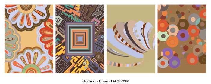 Artistic abstract vector. Poster with fancy curved shapes in graffiti wall style. Cubism art design elements. Modern mystic natural spiritual idea. Futuristic geometry in hand drawing line.