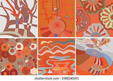 Artistic abstract vector. Poster with fancy curved shapes in graffiti wall style. Cubism art design elements. Modern mystic natural spiritual idea. Futuristic geometry in hand drawing line.