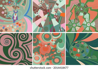Artistic abstract vector. Poster with fancy curved shapes in graffiti wall style. Cubism art design elements. Modern mystic natural spiritual idea. Futuristic geometry in hand drawing line.
