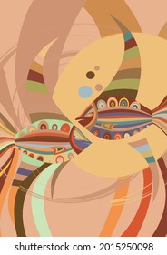 Künstlerische abstrakte Vektorgrafik. Poster mit gepflegten Formen im Graffiti-Stil. Cubism Kunst Design Elemente. Moderne mystische natürliche spirituelle Idee. Futuristische Geometrie in Handzeichnung.