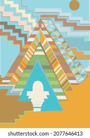 Artistic abstract vector. Poster with fancy curved shapes in graffiti wall style. Cubism art design elements. Modern mystic natural spiritual idea. Futuristic geometry in hand drawing line.