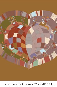 Artistic abstract vector. Poster with fancy curved shapes in graffiti wall style. Cubism art design elements. Modern mystic natural spiritual idea. Futuristic geometry in hand drawing line.