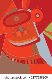 Artistic abstract vector. Poster with fancy curved shapes in graffiti wall style. Cubism art design elements. Modern mystic natural spiritual idea. Futuristic geometry in hand drawing line.