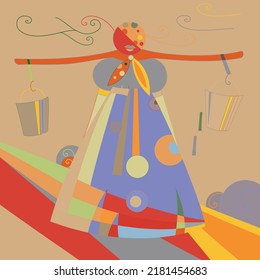Artistic abstract vector. Poster with fancy curved shapes in graffiti wall style. Cubism art design elements. Modern mystic natural spiritual idea. Futuristic geometry in hand drawing line.