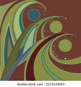 Artistic abstract vector. Poster with fancy curved shapes in graffiti wall style. Cubism art design elements. Modern mystic natural spiritual idea. Futuristic geometry in hand drawing line.