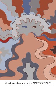 Artistic abstract vector. Poster with fancy curved shapes in graffiti wall style. Cubism art design elements. Modern mystic natural spiritual idea. Futuristic geometry in hand drawing line.