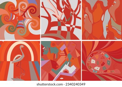 Vector artístico abstracto. Afiche con lujosas formas curvadas al estilo de la pared de graffiti. Elementos de diseño de arte cubista. Idea espiritual mística moderna y natural. Geometría futurista en línea de dibujo a mano.