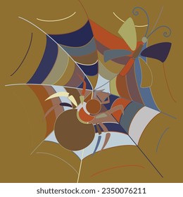 Artistic abstract vector. Poster with fancy curved shapes in graffiti wall style. Cubism art design elements. Modern mystic natural spiritual idea. Futuristic geometry in hand drawing line.