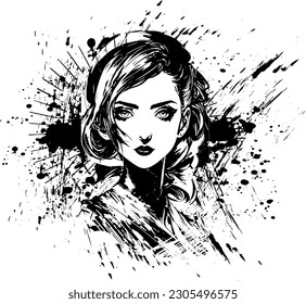 Artistic Abstraction: T-Shirt Design Featuring Abstract Silhouette of a Lady, T-Shirt Design Showcasing a Silhouette of a Stylish Lady