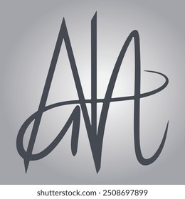 Artistic "AH" logo featuring a creative, hand-drawn design with unique textures and an organic feel. Ideal for brands seeking a distinctive, expressive identity that emphasizes creativity and original