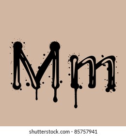 artistic alphabet with ink blots