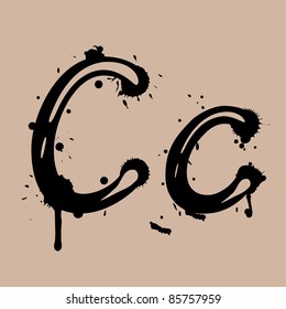 artistic alphabet with ink blots