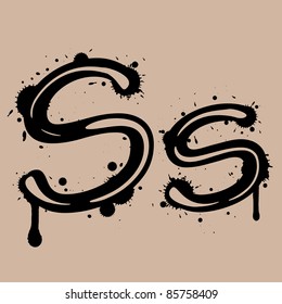 artistic alphabet with ink blots