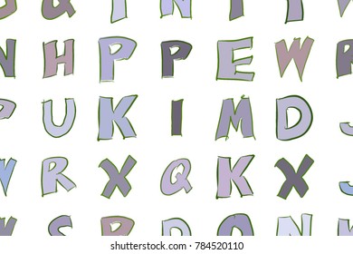 Artistic alphabets letters colorful background abstract. Cartoon style vector.