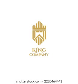 vectores artísticos de diseño del logo del antiguo Rey Corona con barba y cara en un estilo de arte minimalista y elegante