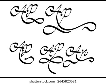 Caligrafía artística de AP | Soluciones personalizadas de logotipos entrelazados A y P