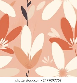 Artistic Aqua Terra Brown French Grey Abstract Wild Flower Elegant Leaf Watercolor Scandinavian Design Seamless Pattern Wallpaper Curtain Bedding Upholstery White Background Vector