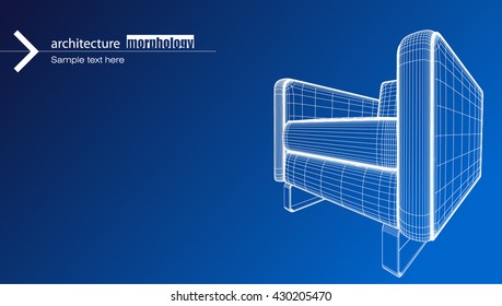 Artistic architecture furniture design. Modern curved shape structure furniture piece.