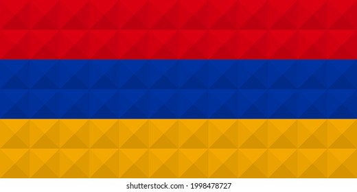 Artistic Armenian flag vector. formed from triangles to squares with different contrasting colors illustrating a 3d effect. Ratio 1:2