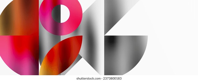 Artistic arrangement of triangles, lines, and circular elements in a mesmerizing geometric mosaic pattern, offering a visually dynamic and captivating composition