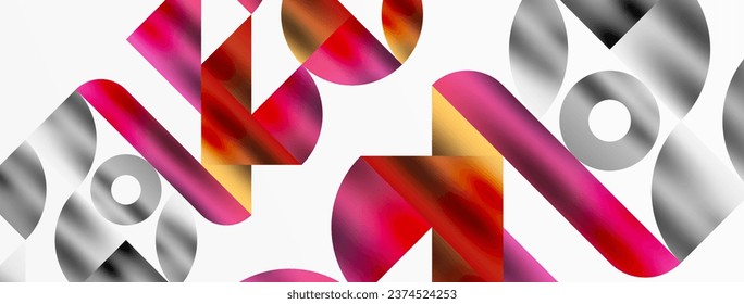 Artistic arrangement of triangles, lines, and circular elements in a mesmerizing geometric mosaic pattern, offering a visually dynamic and captivating composition