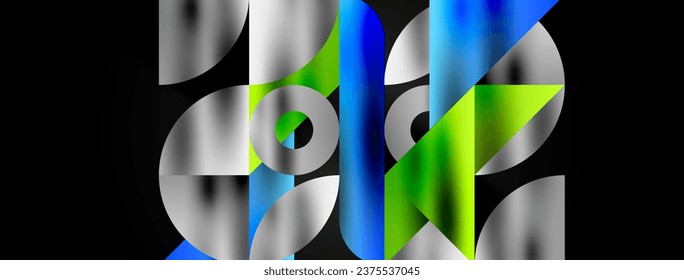 Artistic arrangement of triangles, lines, and circular elements in a mesmerizing geometric mosaic pattern, offering a visually dynamic and captivating composition