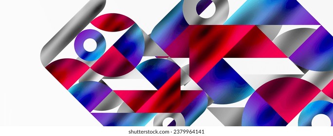Artistic arrangement of triangles, lines, and circular elements in a mesmerizing geometric mosaic pattern, offering a visually dynamic and captivating composition