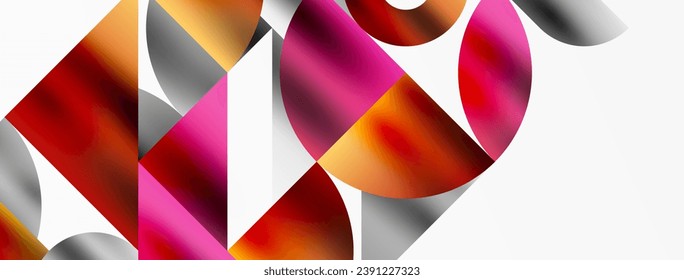 Artistic arrangement of triangles, lines, and circular elements in a mesmerizing geometric mosaic pattern, offering a visually dynamic and captivating composition