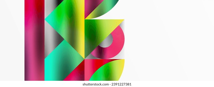 Artistic arrangement of triangles, lines, and circular elements in a mesmerizing geometric mosaic pattern, offering a visually dynamic and captivating composition