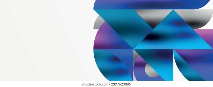 Artistic arrangement of triangles, lines, and circular elements in a mesmerizing geometric mosaic pattern, offering a visually dynamic and captivating composition