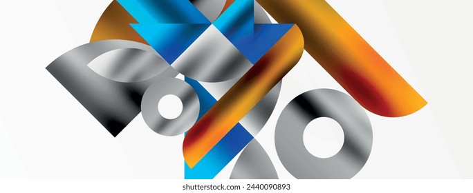 Artistic arrangement of triangles, lines, and circular elements in a mesmerizing geometric mosaic pattern, offering a visually dynamic and captivating composition