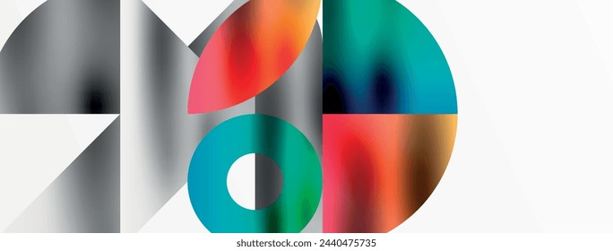 Artistic arrangement of triangles, lines, and circular elements in a mesmerizing geometric mosaic pattern, offering a visually dynamic and captivating composition
