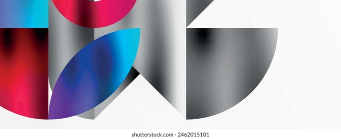 Artistic arrangement of triangles, lines, and circular elements in a mesmerizing geometric mosaic pattern, offering a visually dynamic and captivating composition
