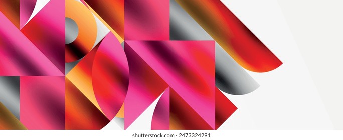 Artistic arrangement of triangles, lines, and circular elements in a mesmerizing geometric mosaic pattern, offering a visually dynamic and captivating composition