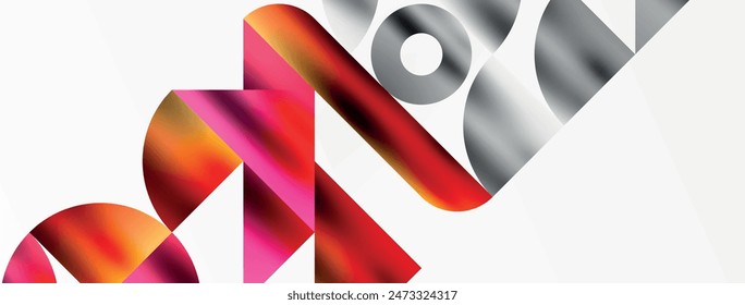 Artistic arrangement of triangles, lines, and circular elements in a mesmerizing geometric mosaic pattern, offering a visually dynamic and captivating composition