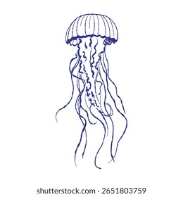 Arte artística mostrando águas-vivas em seu habitat oceânico natural. A composição combina transparência subaquática, plâncton e elementos serenos à beira-mar.