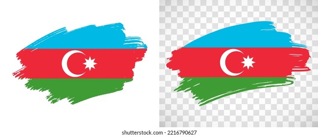 Artistic Azerbaijan flag with isolated brush painted textured with transparent and solid background