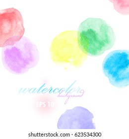artistic backdrop with brush strokes in circle shape, watercolor look background with colorful painted stains