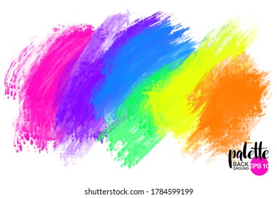 Artistic backdrop, vector with brush strokes, brush paint look background with colorful hand painted stains.