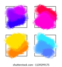artistic backdrops, vector with brush strokes and square frames for banners, brush paint look small backgrounds with colorful hand painted stains