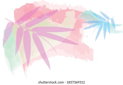 Artistic background of bamboo leaves, in watercolor style. vector EPS 10