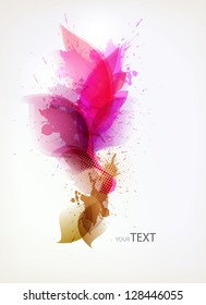  artistic  background with floral element and colorful blots. Vector design.