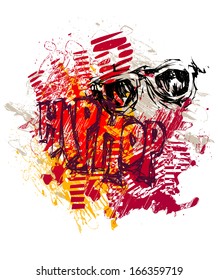 Artistic background with the motif of hip hop, vector illustration