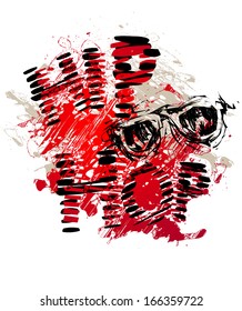 Artistic background with the motif of hip hop, vector illustration
